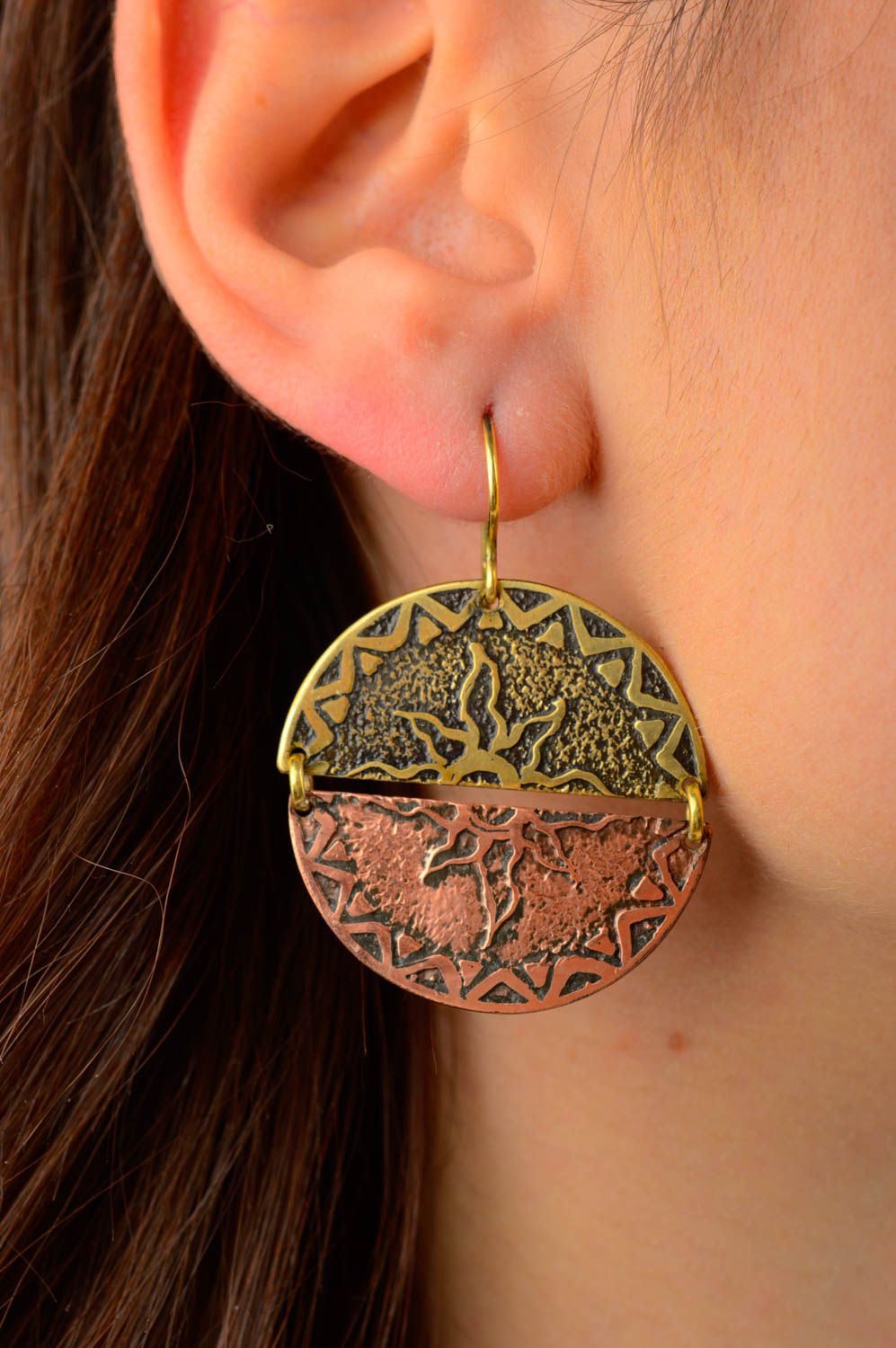 Handmade designer earrings stylish earrings metal jewelry brass jewelry photo 2
