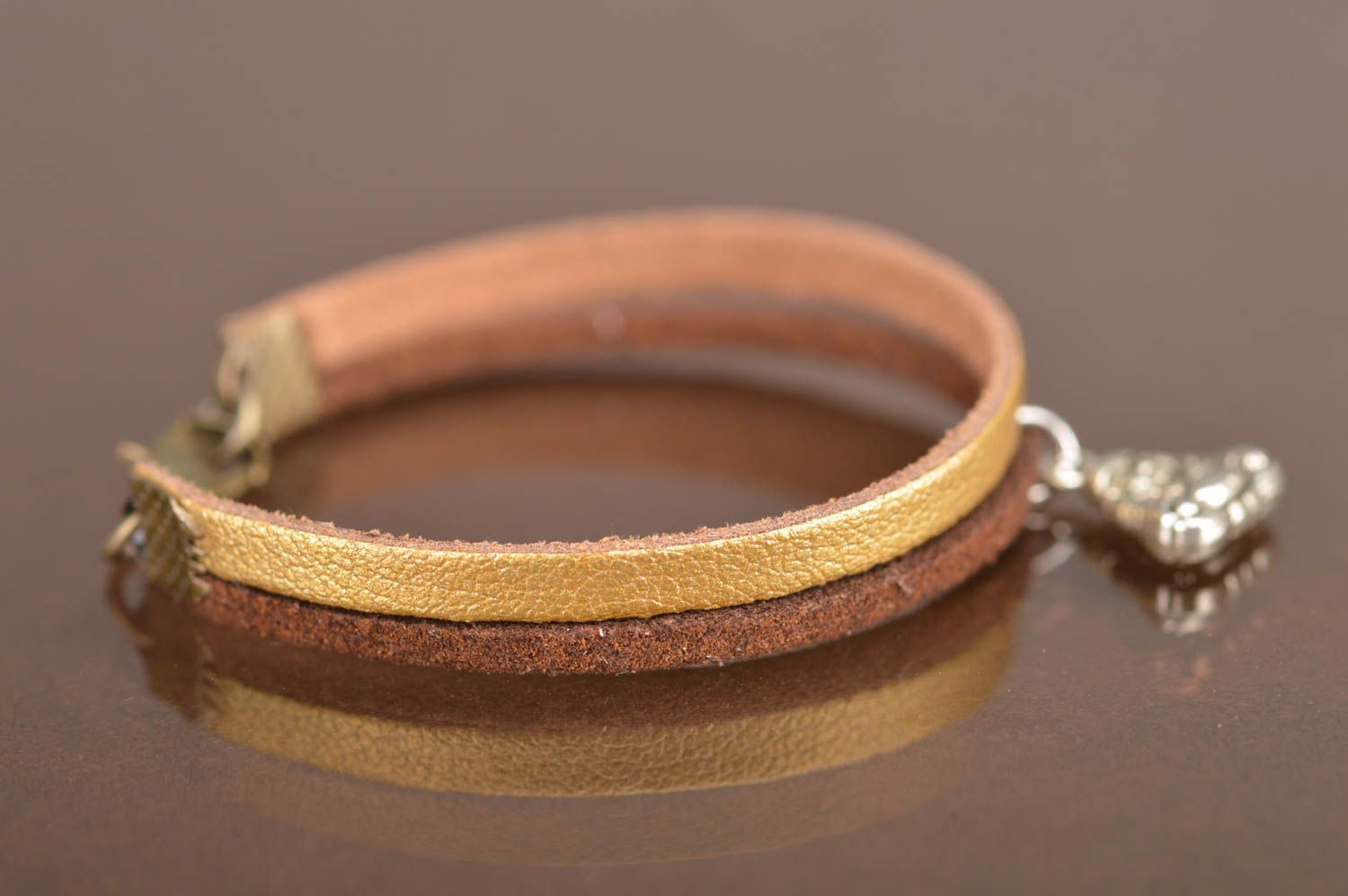 Genuine leather bracelet with charm handmade stylish accessory with Buddha photo 5