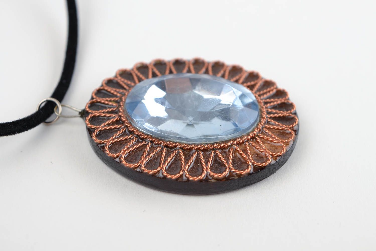 Handmade necklace wood pendant designer accessories pendant necklace gift ideas photo 3