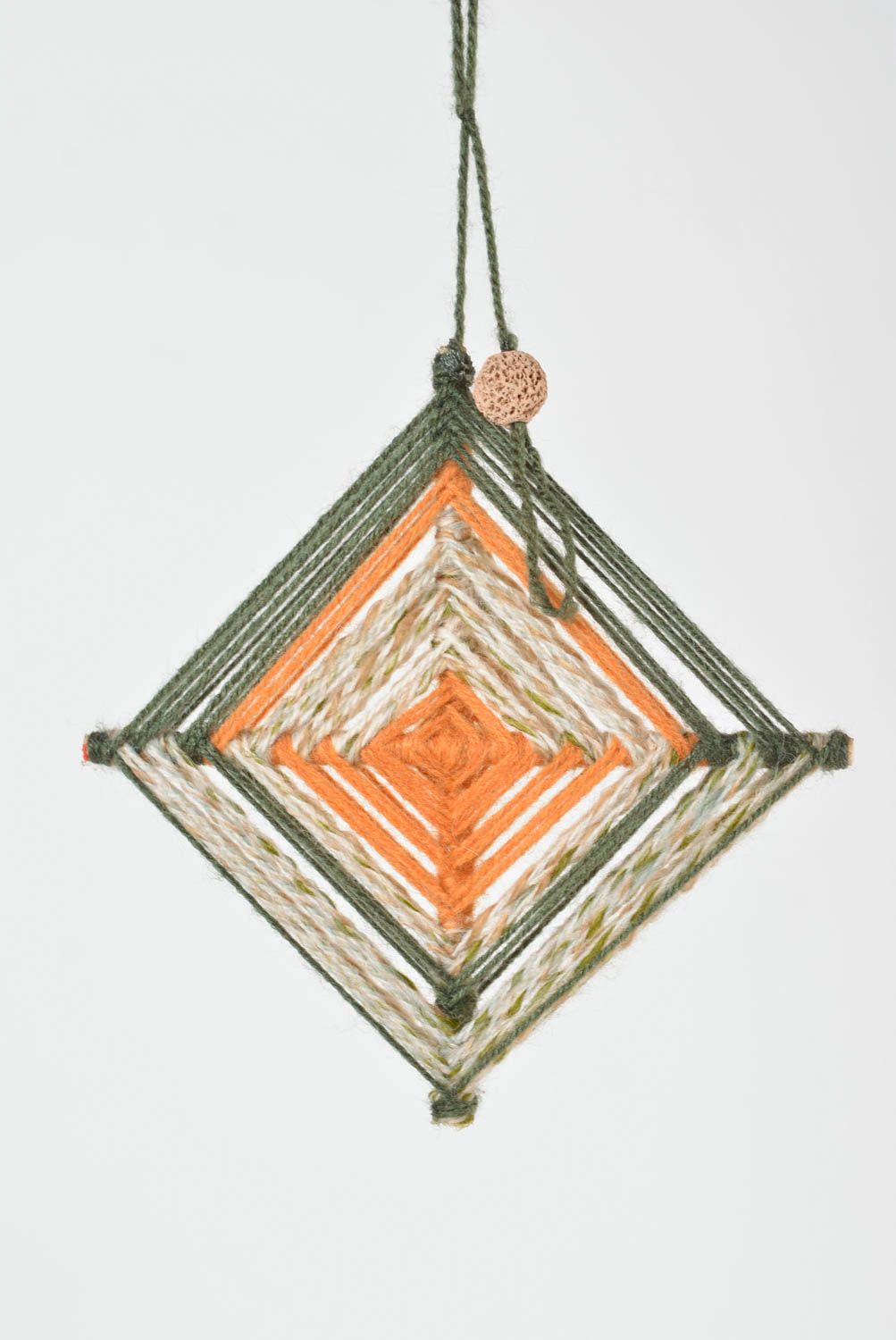 Orange graues Wand Mandala handmade Deko Hänger Wohn Accessoire aus Holz grell foto 2