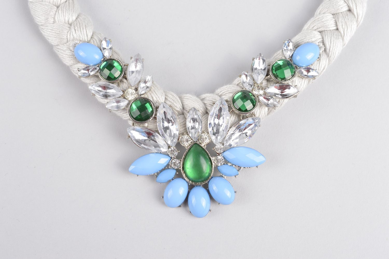 Handmade beautiful necklace unusual textile necklace festive accessory photo 2