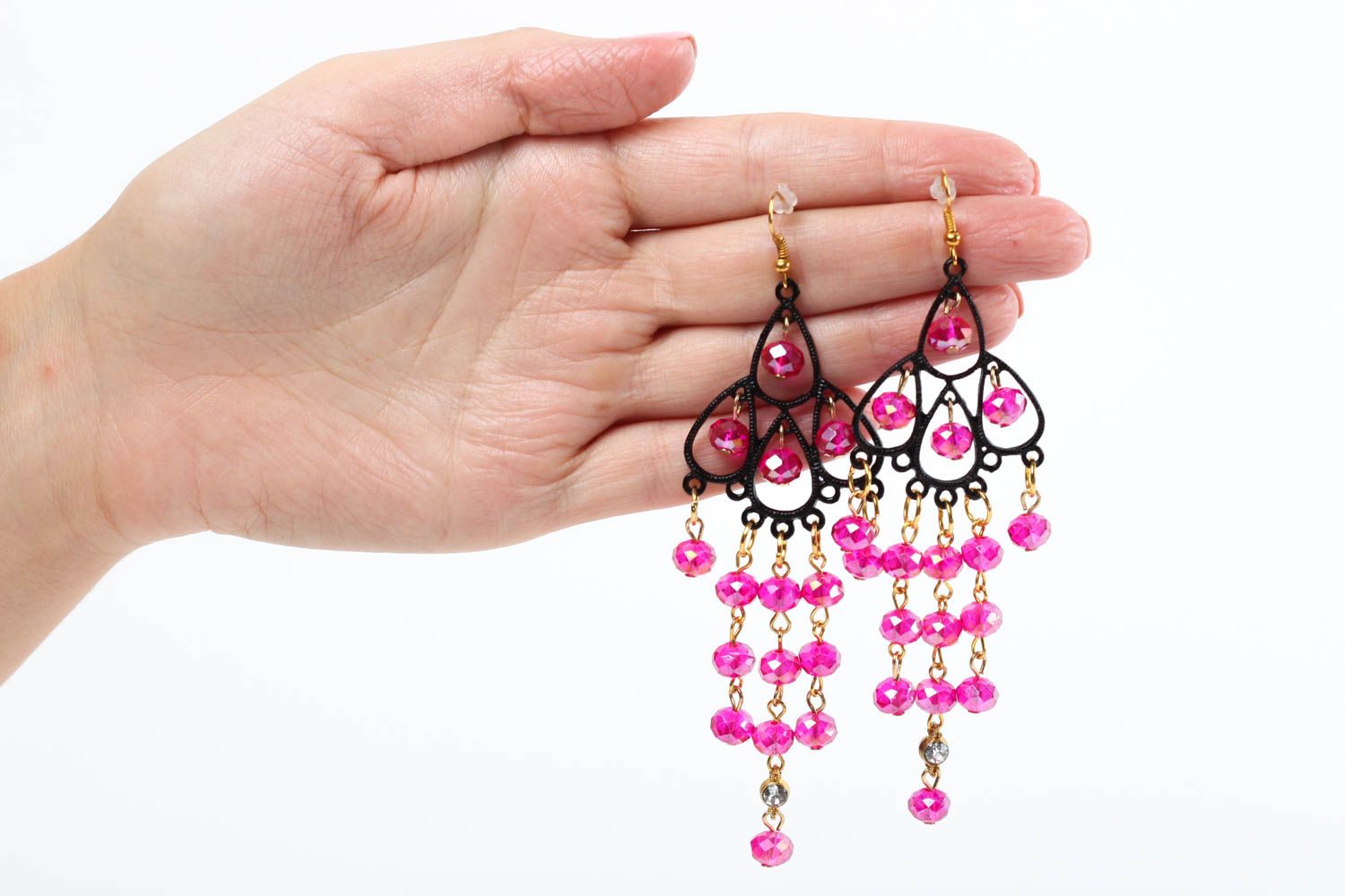 Pendientes artesanales de color rosa regalo original para mujer bisutería fina foto 5
