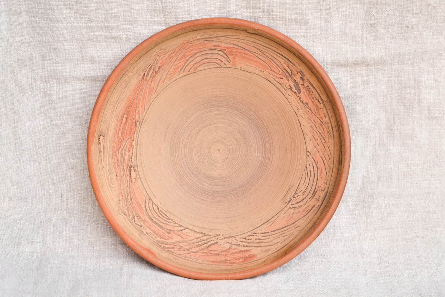 Assiette ronde faite main Vaisselle en céramique marron Cadeau insolite photo 3