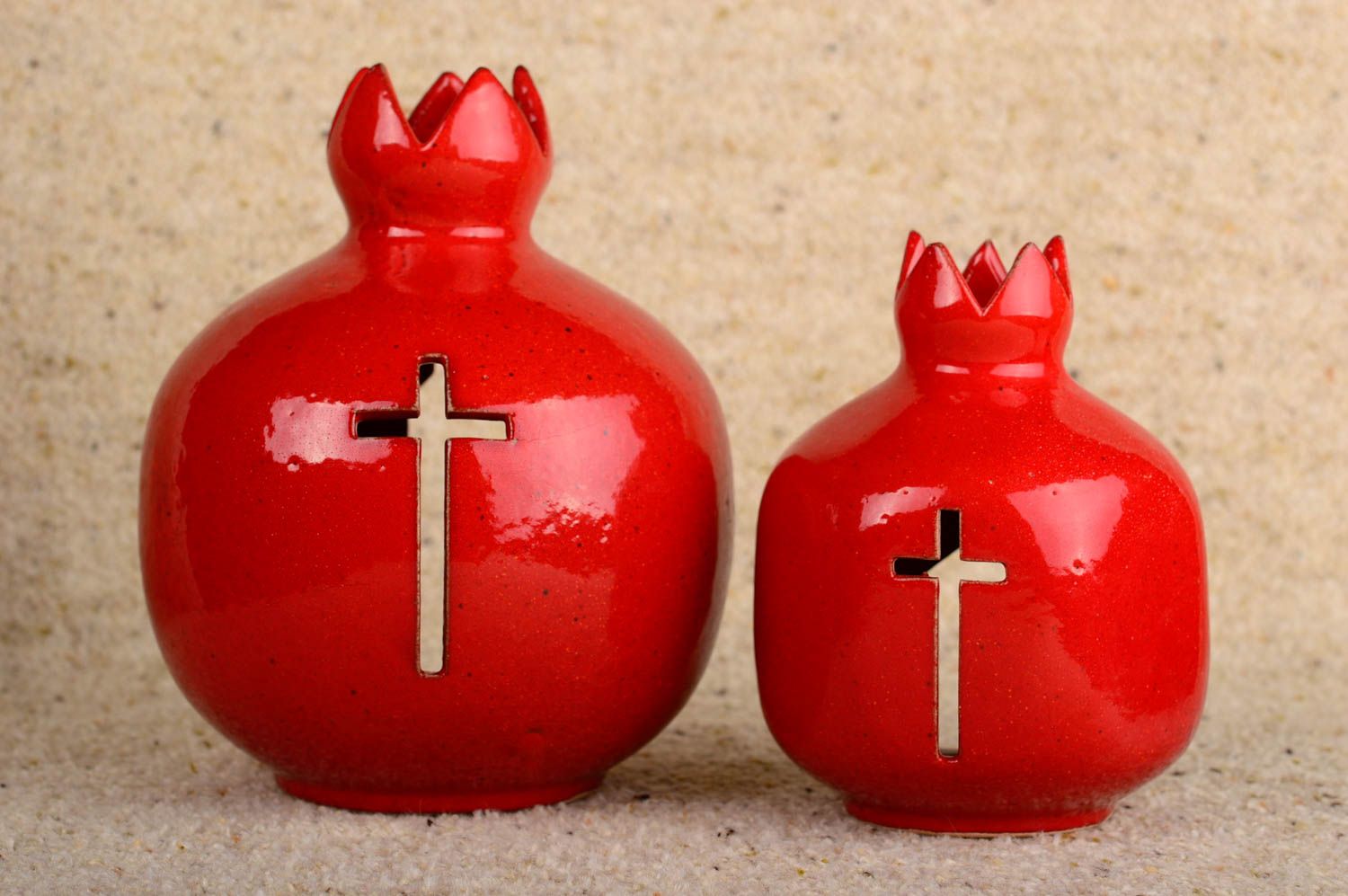Deko Kerzenhalter handmade Teelichthalter aus Ton Kerzenhalter Keramik 2 Stück  foto 2