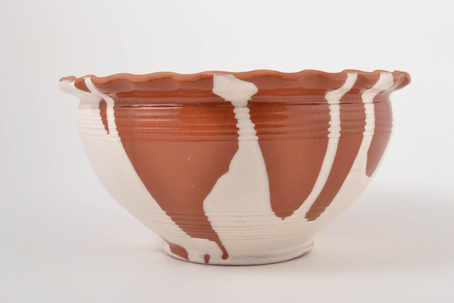 Handmade ceramic bowl painted clay bowl 2 litres clay dishware kitchen pottery  photo 4