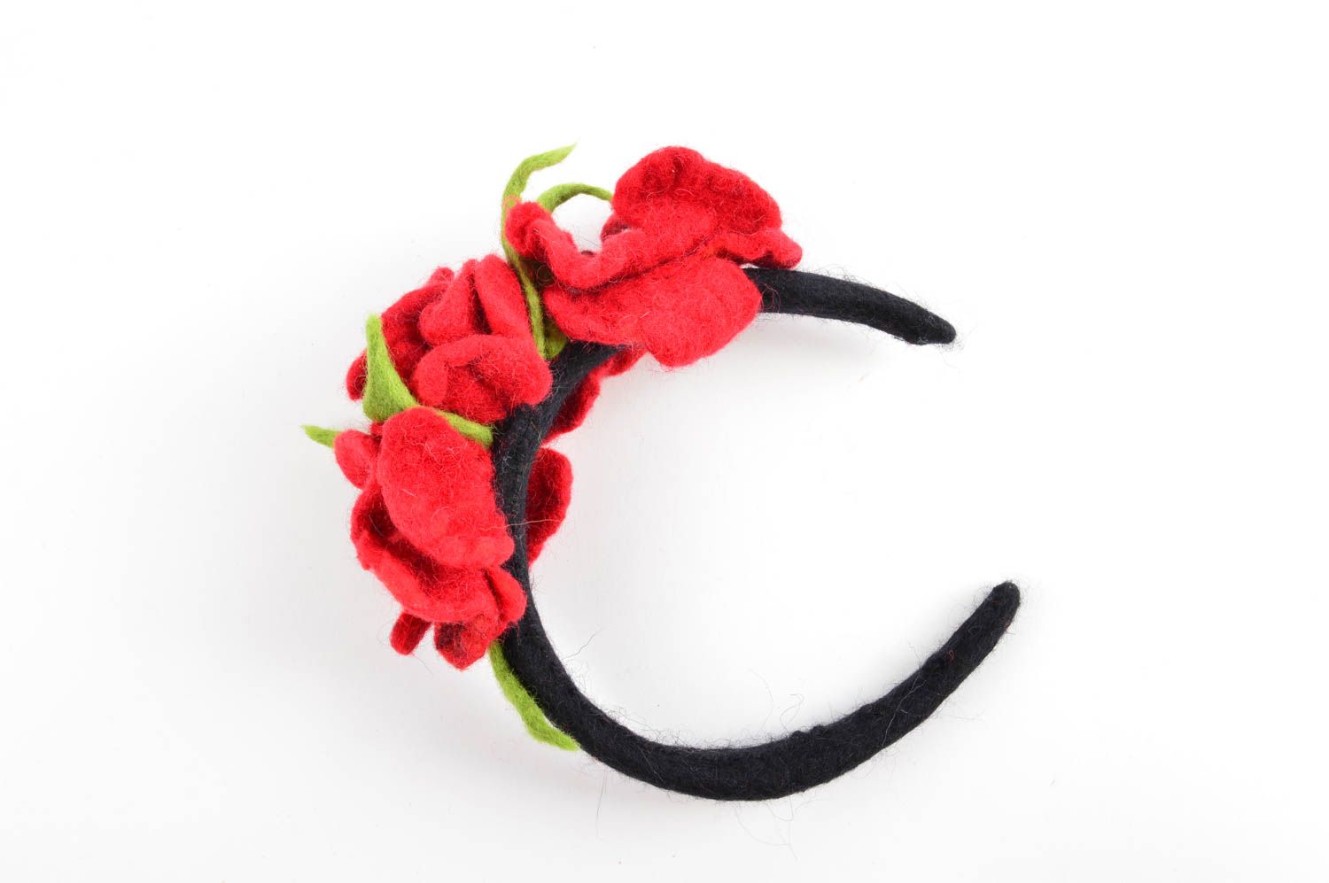 Serre-tête fleurs fait main Accessoire cheveux pavots rouges Cadeau original photo 4