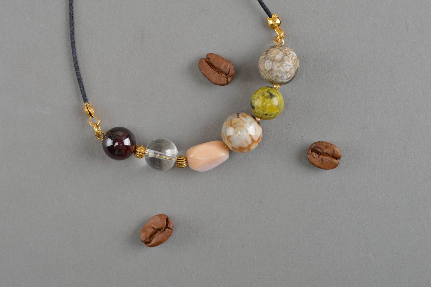 Handmade gemstone necklace stone beaded necklace womens accessories gift idea photo 4