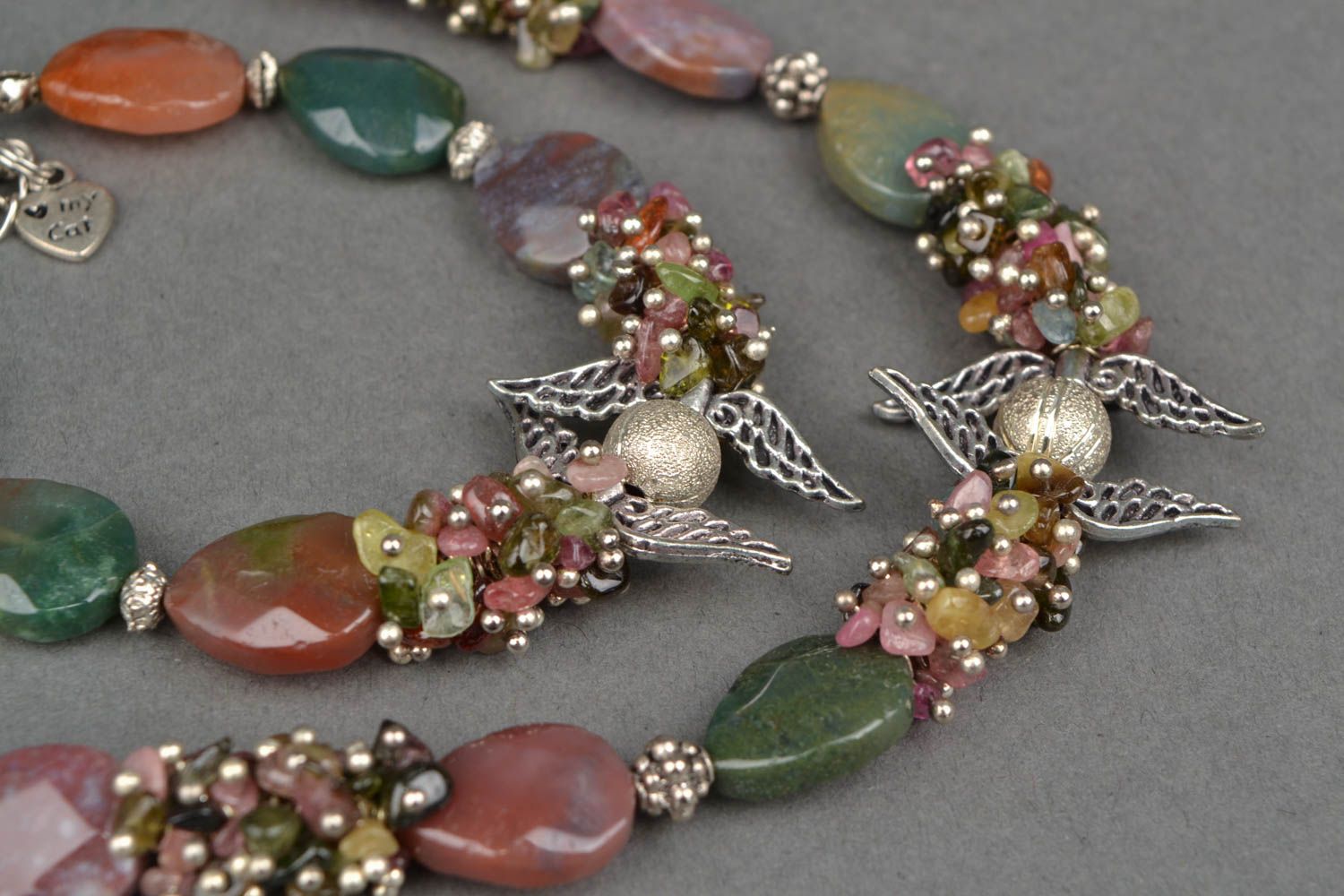Natural stone jewelry set Wings photo 3