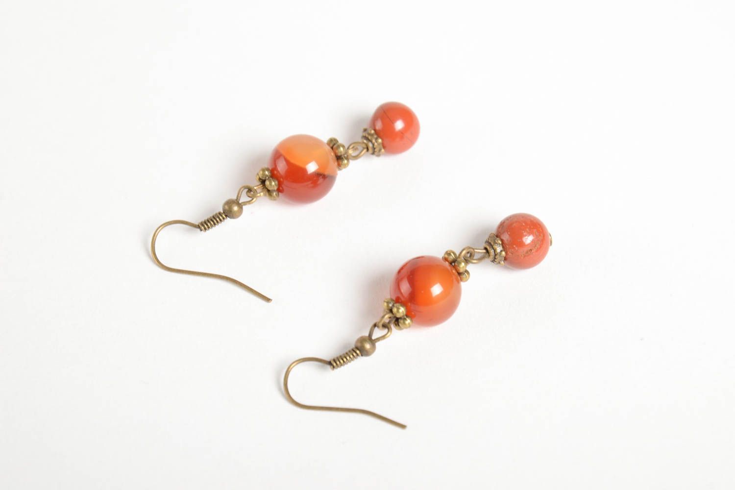 Handmade orange Ohrringe mit Steinen Designer Schmuck Accessoire für Frauen  foto 4