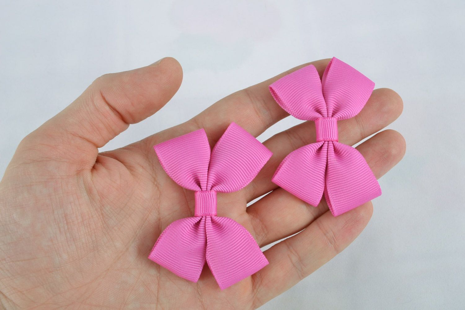 Set of handmade rep ribbon bows for hair ties and clips 2 pieces DIY hair accessories photo 2