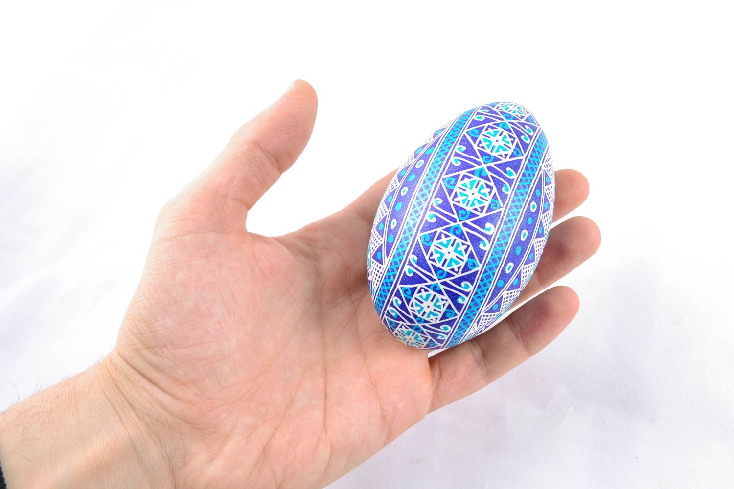 Handmade decorative Easter egg of blue color photo 2