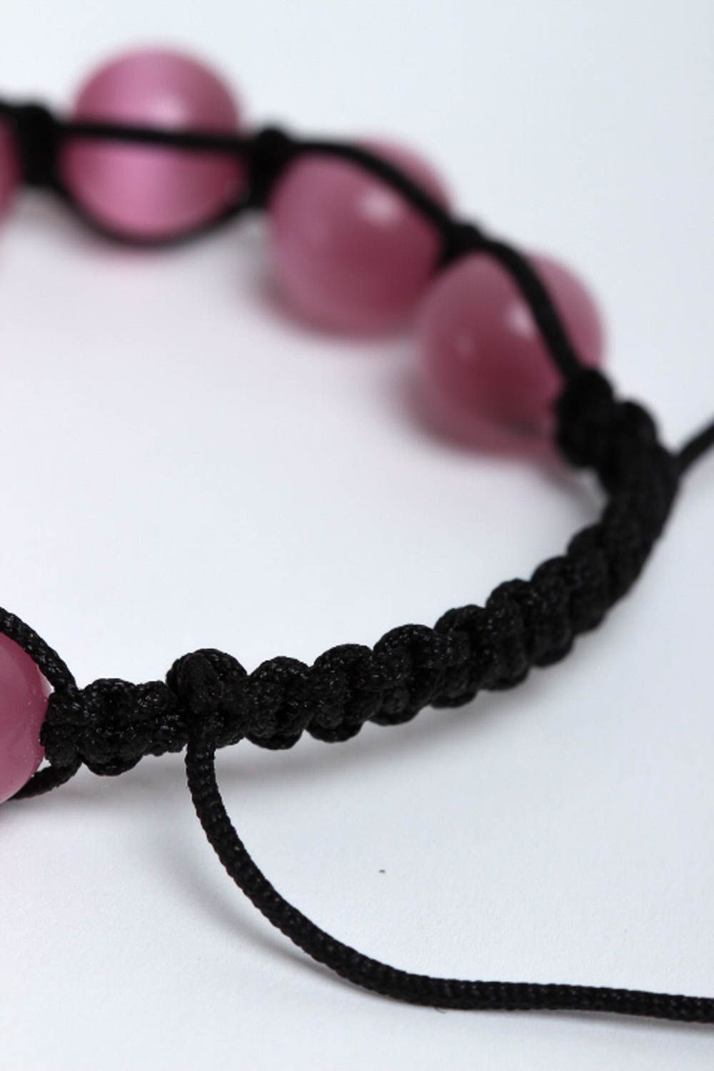 Handmade cat's eye stone bracelet fashion jewelry pink stone jewelry for girls photo 4