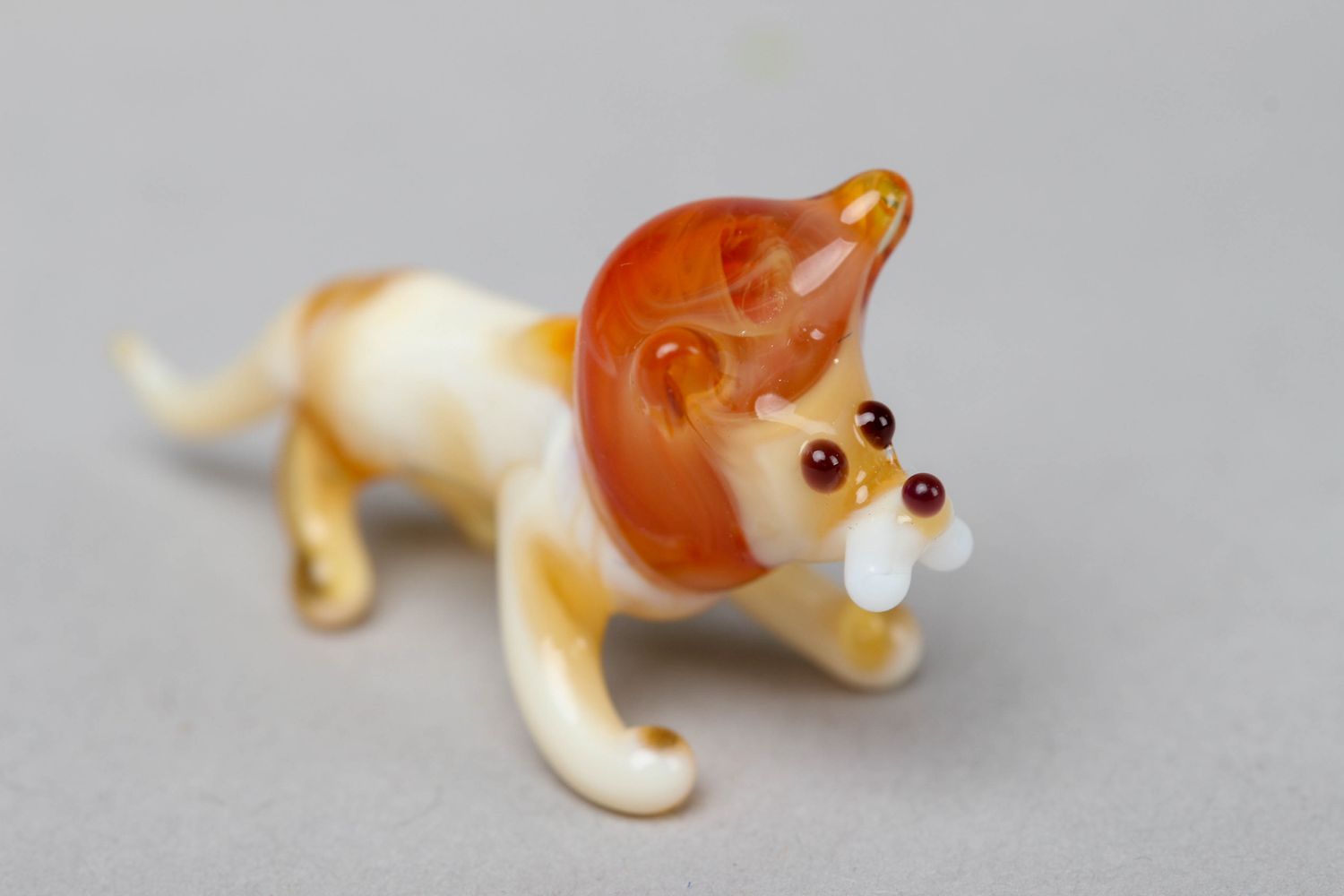 Collectible lampwork glass statuette of lion photo 1
