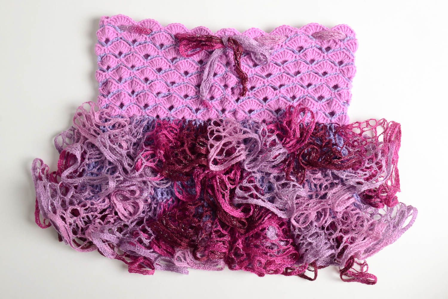 Jupe fille fait main Jupe tricot au crochet originale rose violet Vêtement fille photo 1