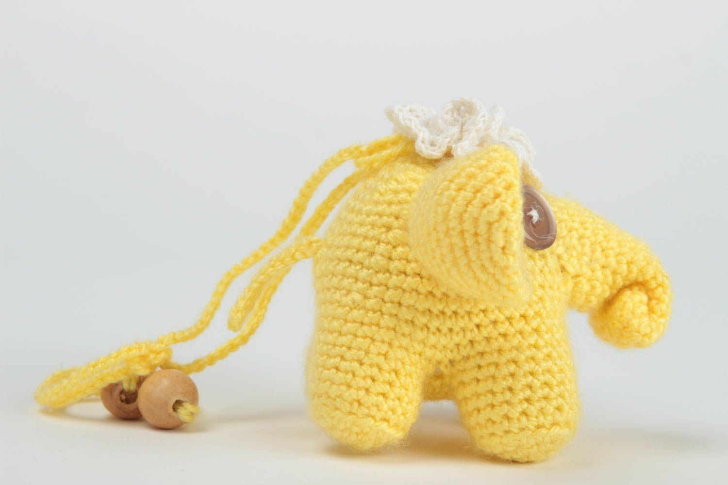 Juguete hecho a mano elefante de juguete tejido amarillo regalo para niño foto 3