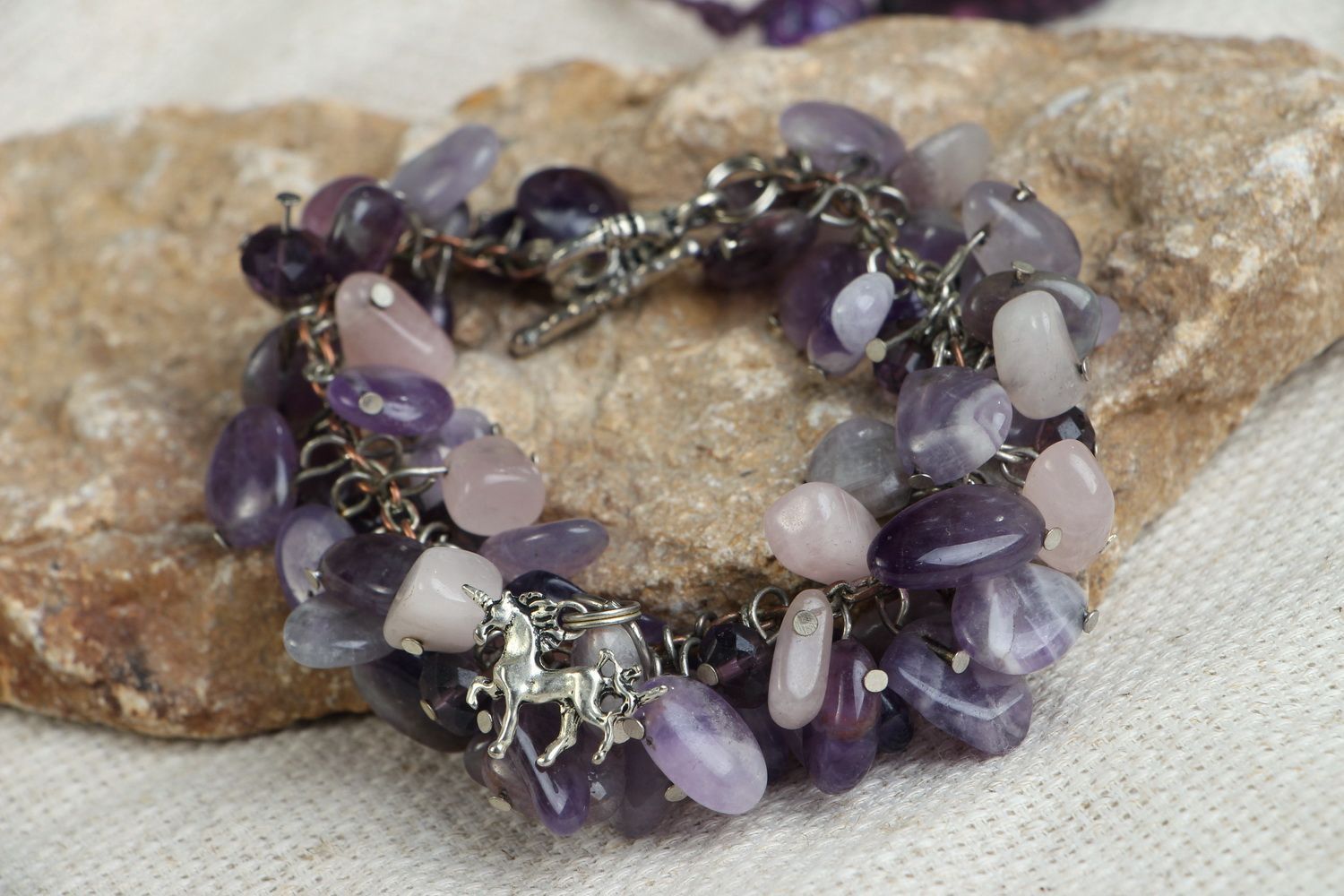 Silver bracelet with amethyst photo 1