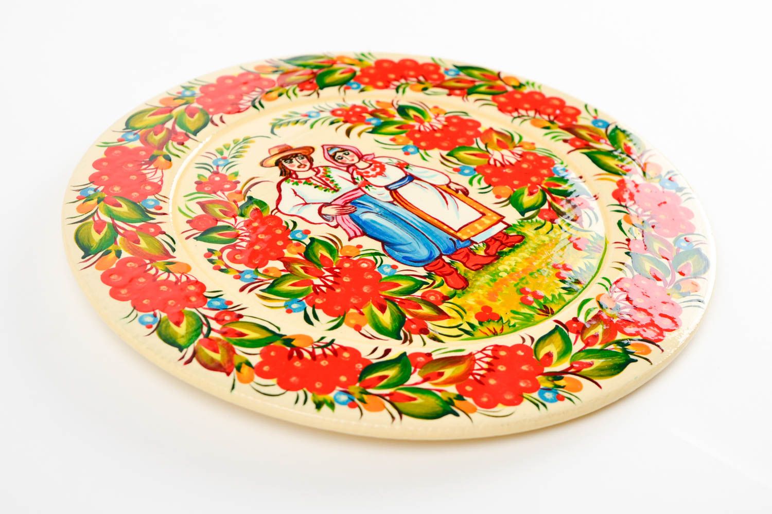 Handmade stylish wooden plate unusual home decor plate in ethnic style photo 3