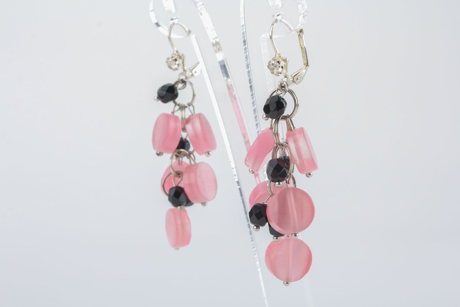 Earrings with cat's eye stone and agate photo 2