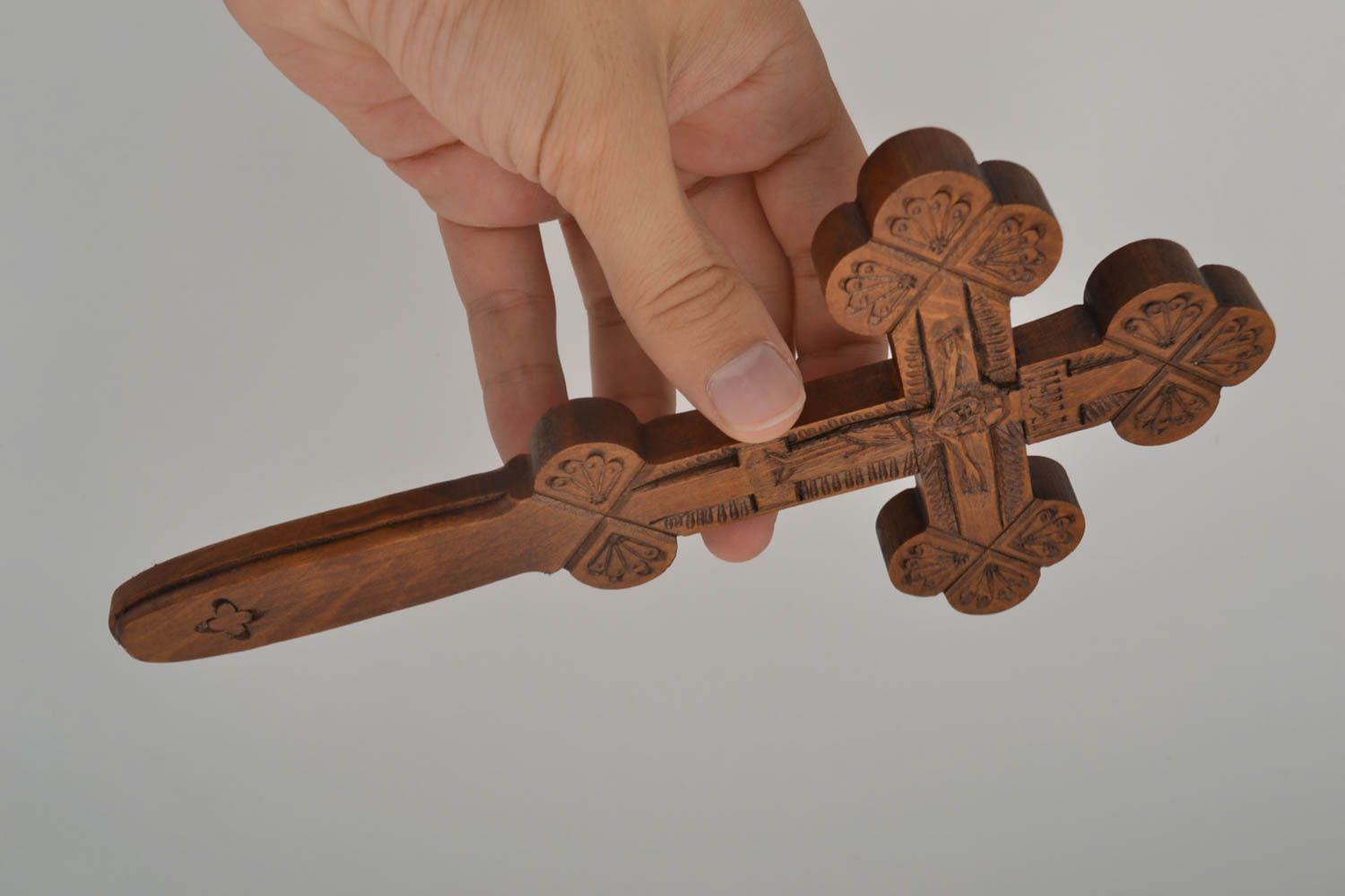 Handmade geschnitztes Kreuz Kruzifix aus Holz Wanddeko aus Holz Haus Dekoration foto 5