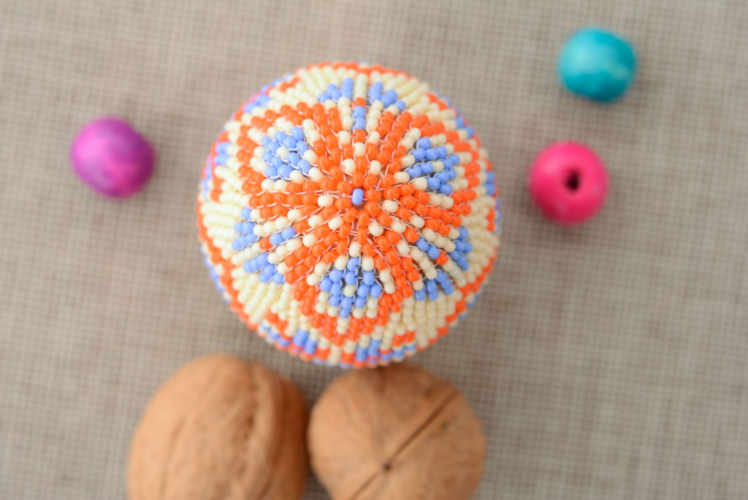 Wooden easter egg woven over with Czech beads photo 4