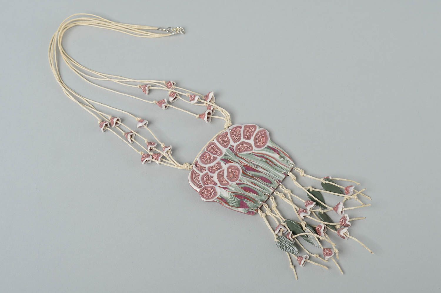 Flower pendant handmade jewelry polymer clay jewelry plastic jewelry for women photo 2