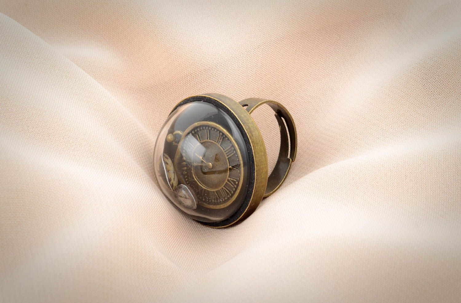 Кольцо ручной работы кольцо из бронзы и пластика красивое винтажное кольцо фото 5
