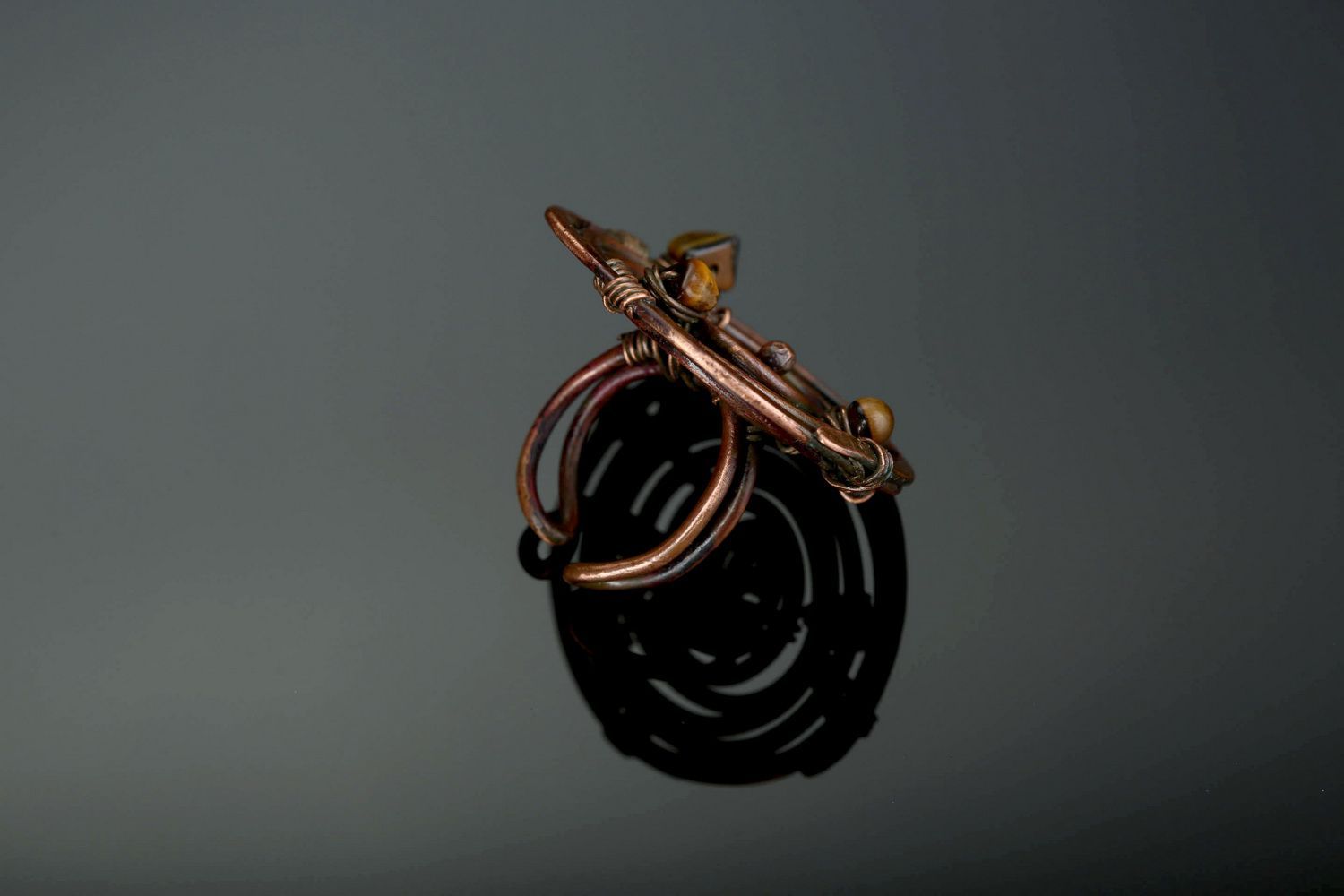 Copper ring with tiger's eye photo 3