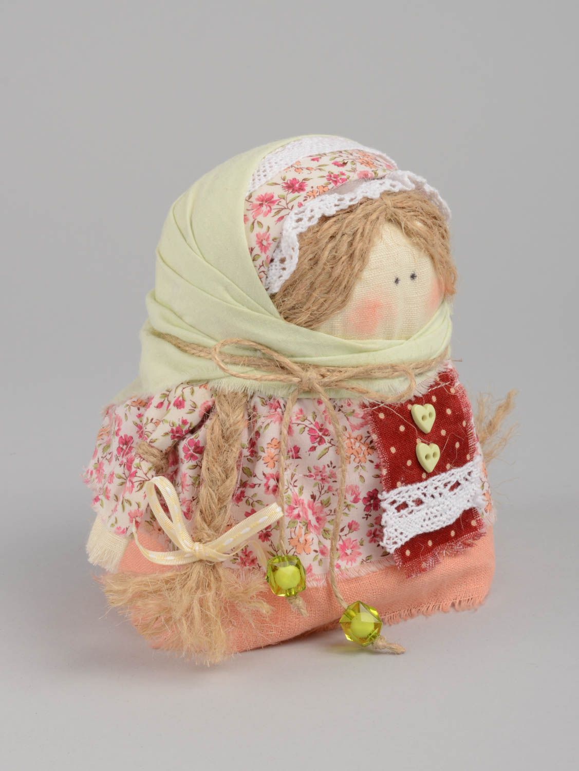 Künstlerische schöne grelle kleine Ethno Puppe aus Textil für Interieur handmade foto 3