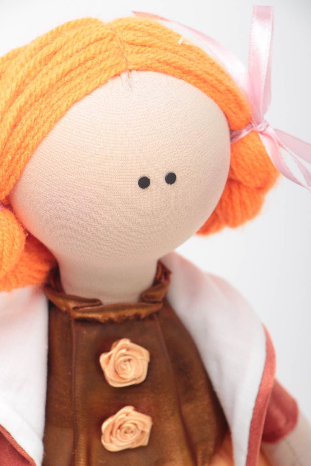 Handmade Designer Puppe in orange Kleidung Stoff Spielzeug schöne Puppe foto 3