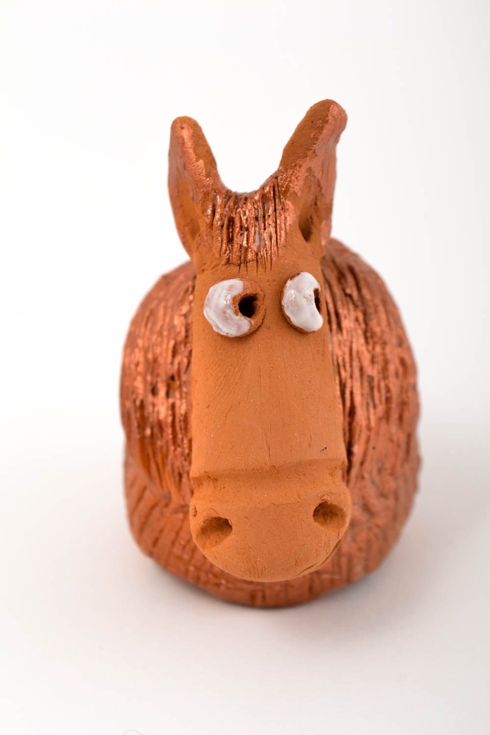 Figurine Cheval en terre cuite faite main petite marron Décoration maison photo 3