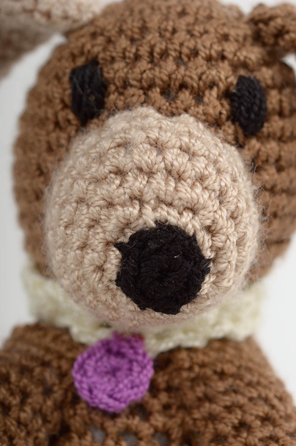 Peluche chien brun Peluche faite main tricotée au crochet Cadeau enfant photo 3