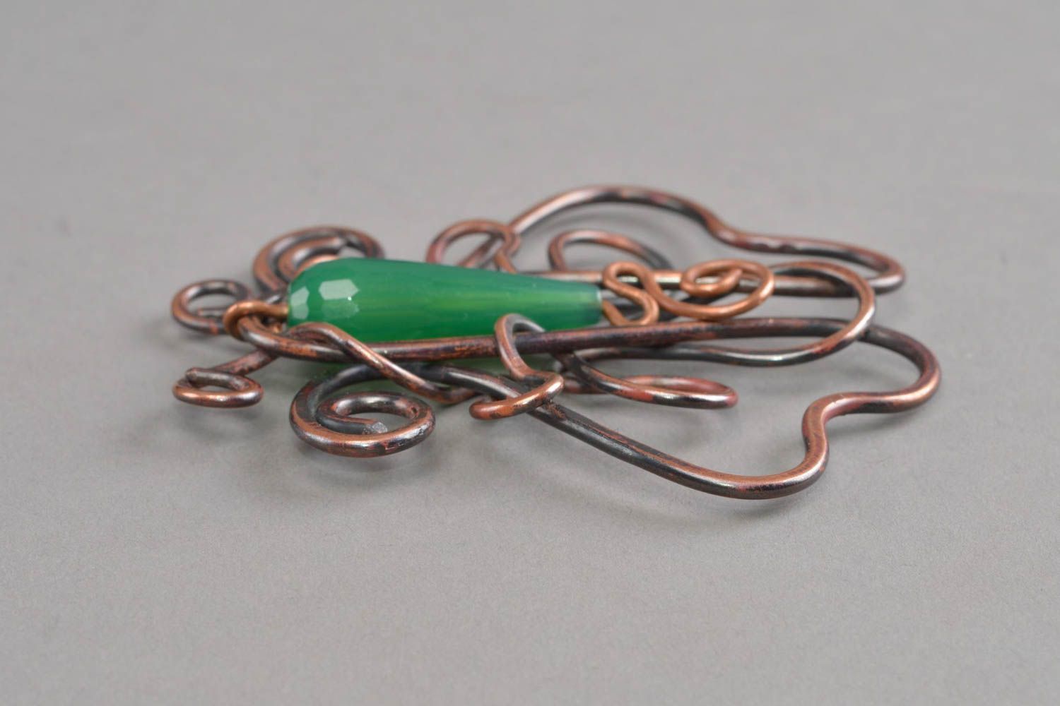 Handmade jewelry copper accessory jade green pendant copper butterfly gift ideas photo 4