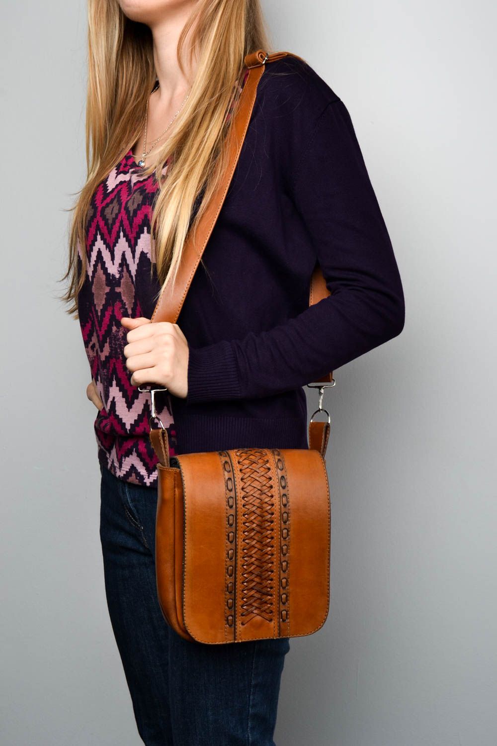 Handmade leather accessories designer shoulder bag elegant purse for women photo 1