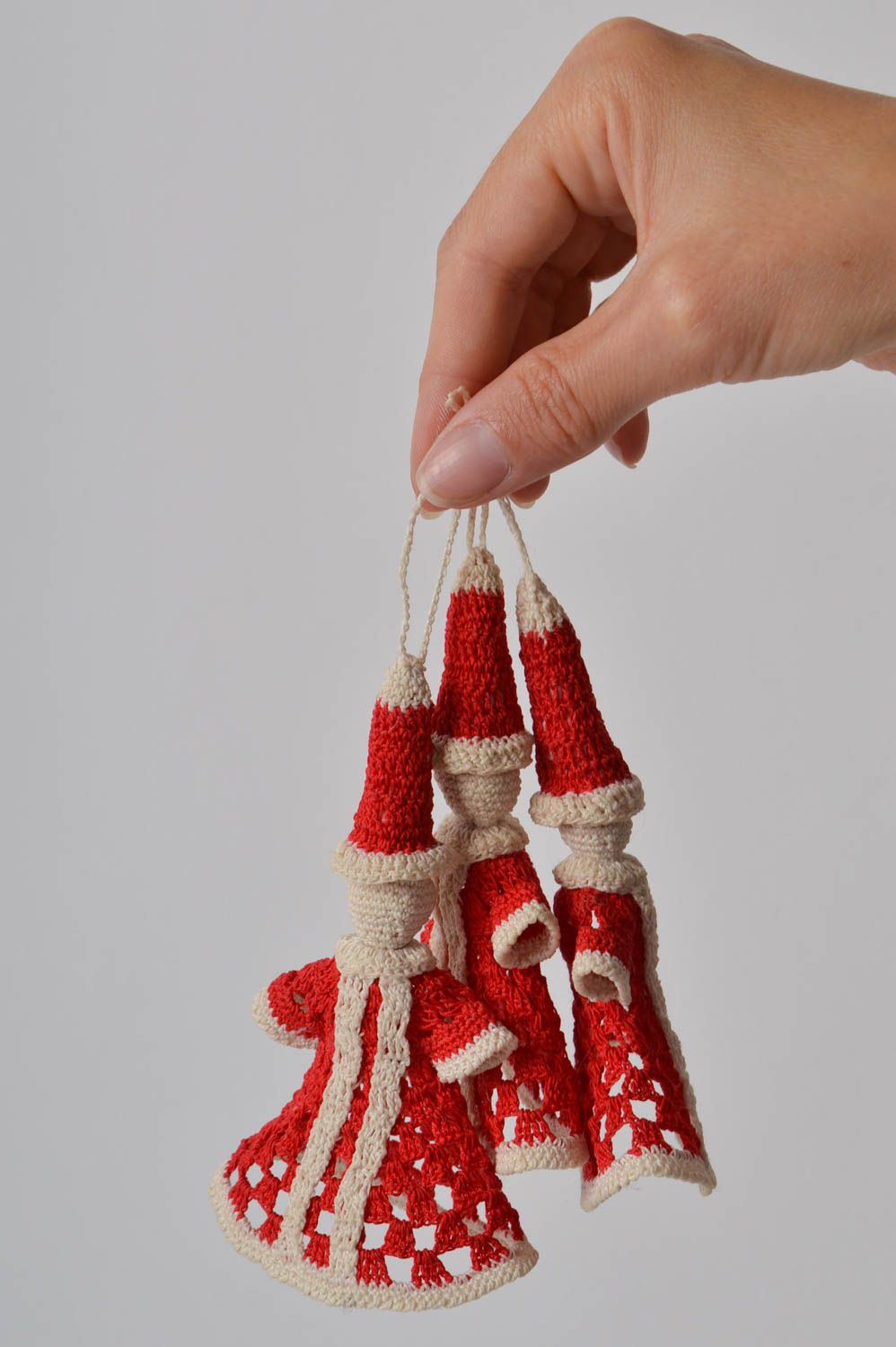 Christmas tree toy decorative pendant 3 items crocheted toy Christmas toy photo 5