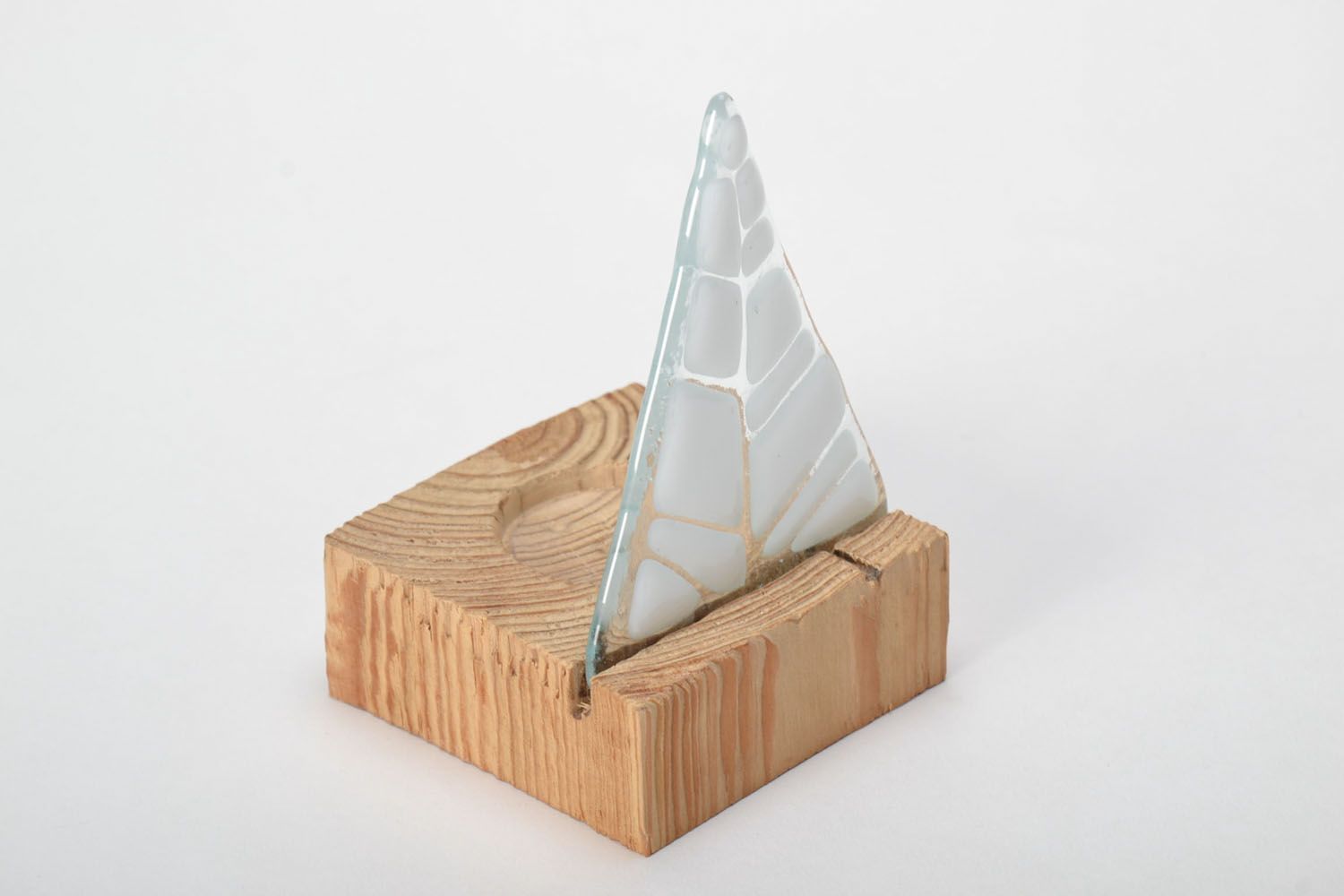 Candelero de cristal y madera Velero foto 3