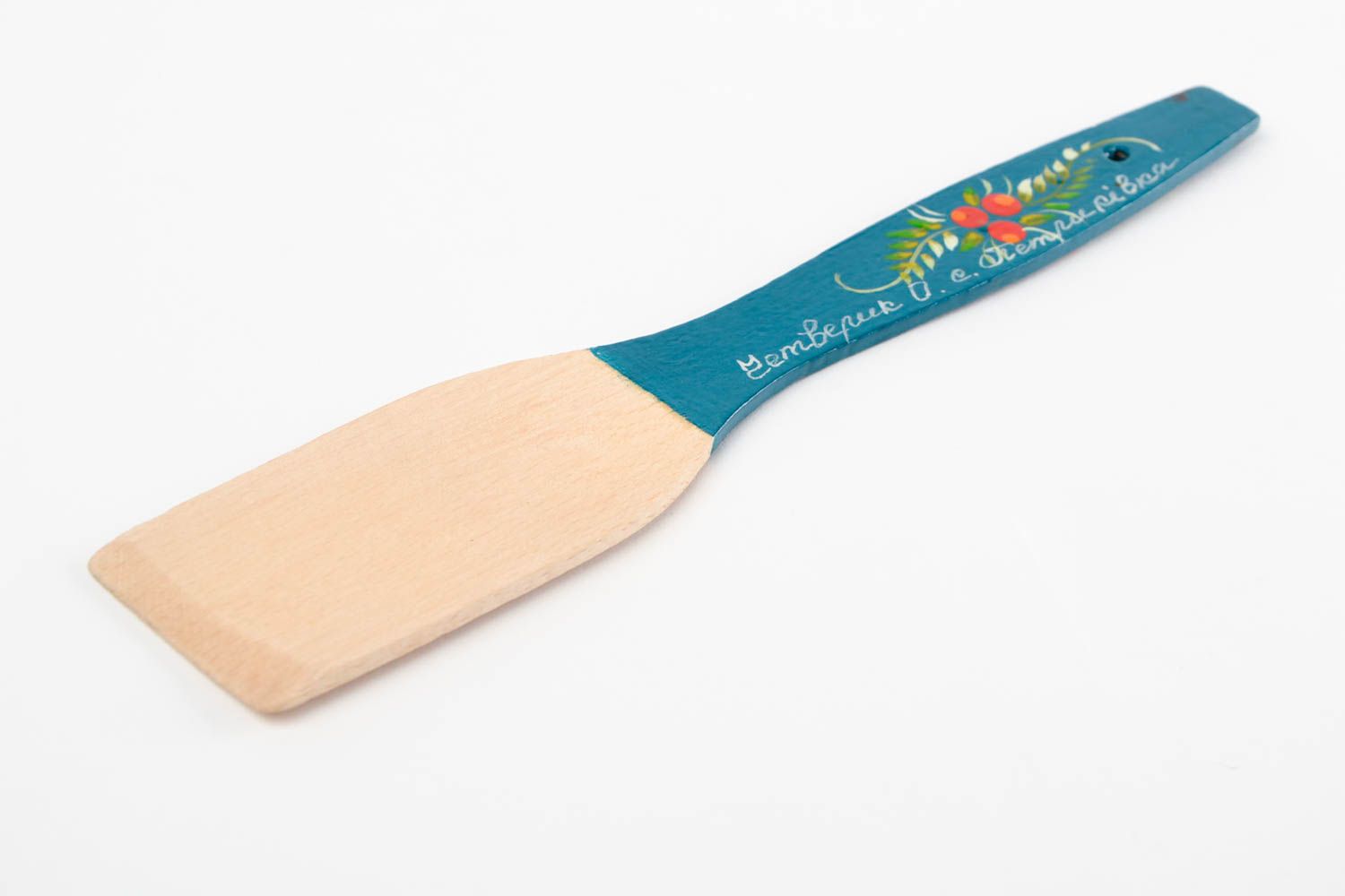 Espátula de madera hecha a mano y pintada utensilio de cocina regalo original foto 5