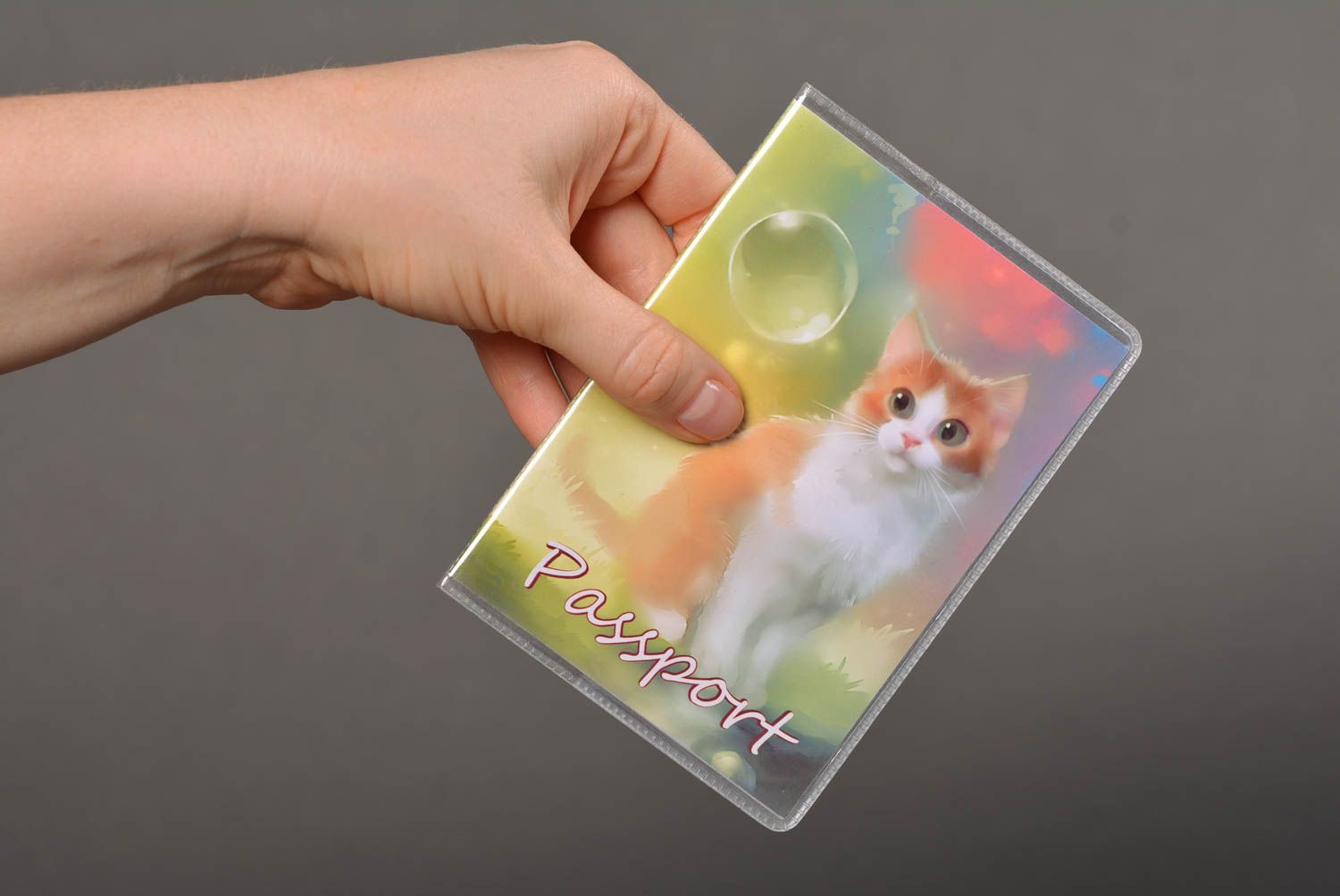 Étui passeport fait main Protection passeport avec chaton Cadeau original photo 4
