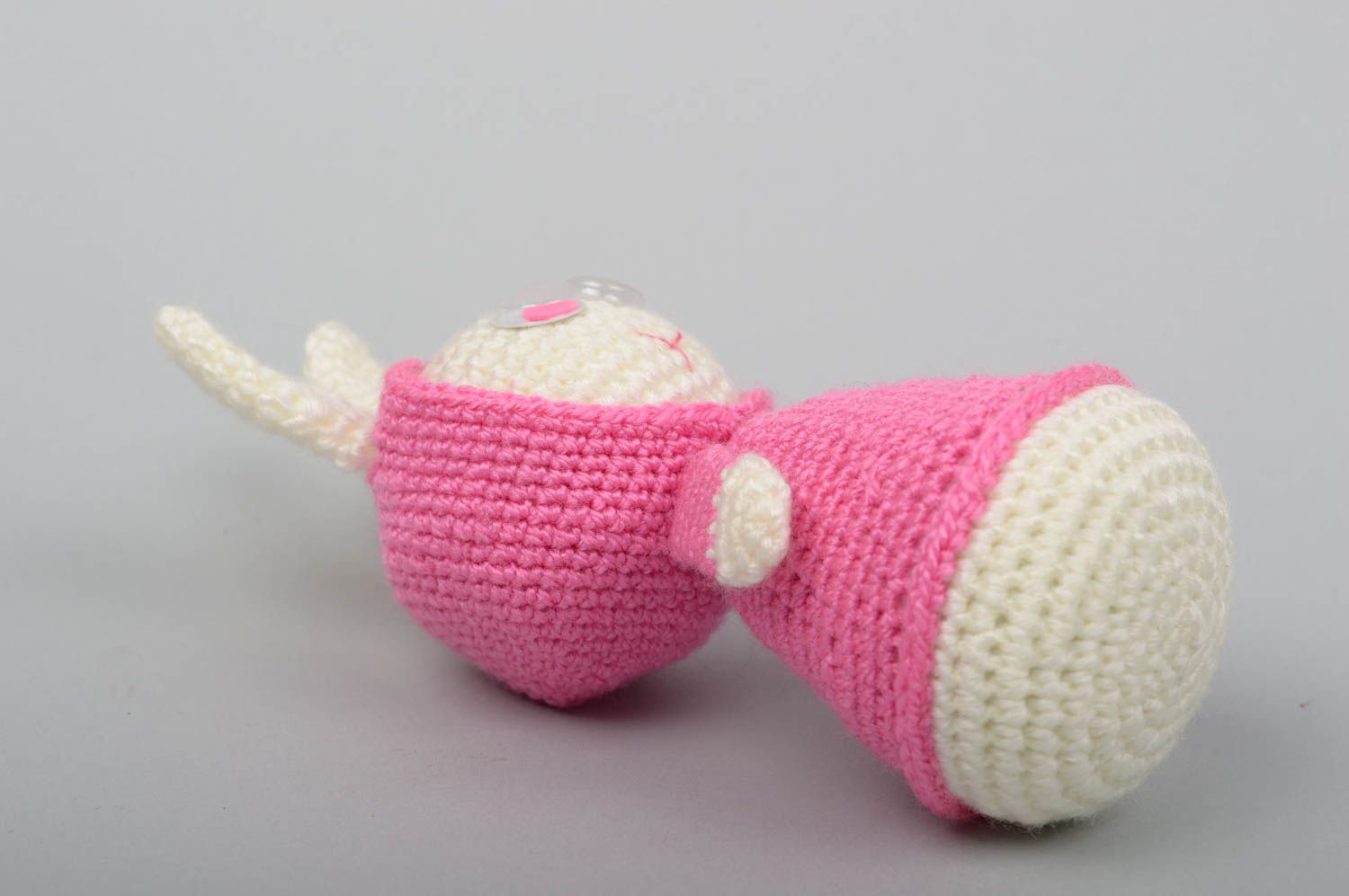 Мягкая игрушка заяц розовый игрушка ручной работы детская игрушка симпатичная фото 4