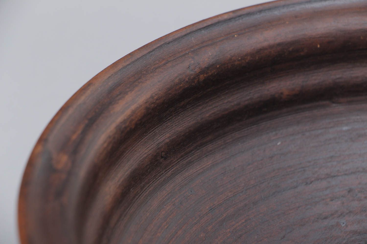 Decorative dark brown ceramic bowl molded of red clay kilned with milk 800 ml photo 4