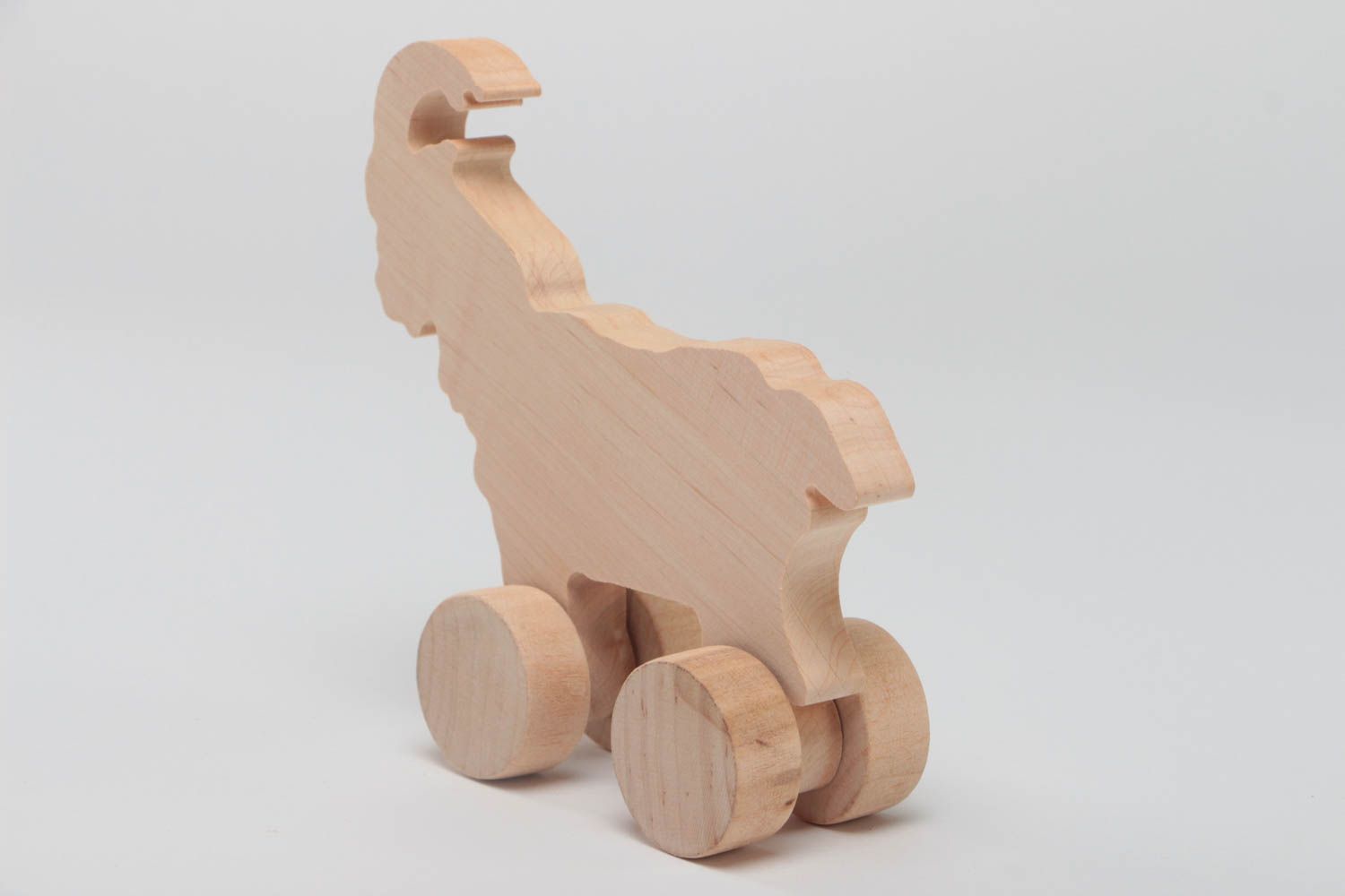 Juguete sobre ruedas de madera pieza para decoupage hecho a mano cabra foto 4