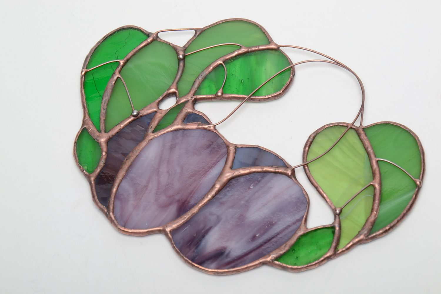 Stained glass interior pendant in the shape of plums photo 2
