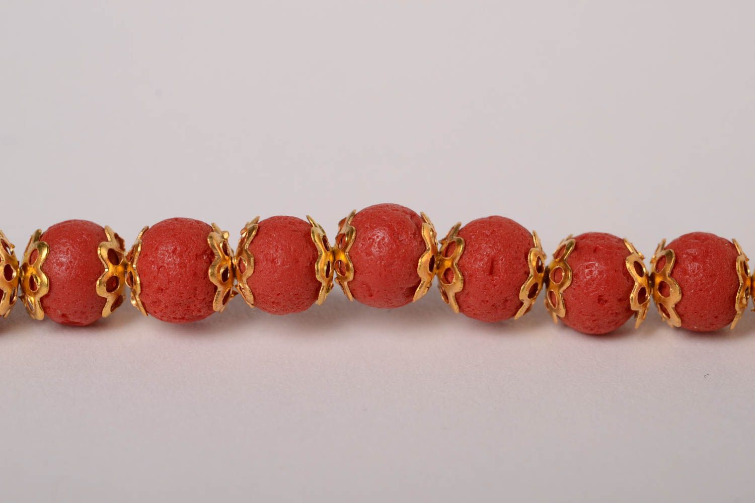 Women's handmade ball bracelet with red beads  photo 5