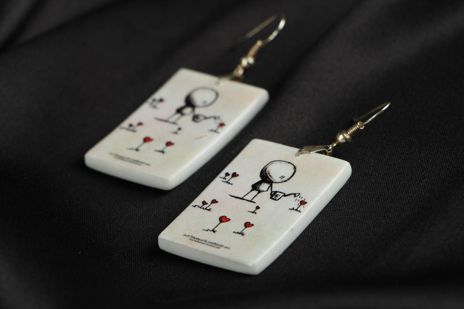 Earrings with romantic drawing photo 2