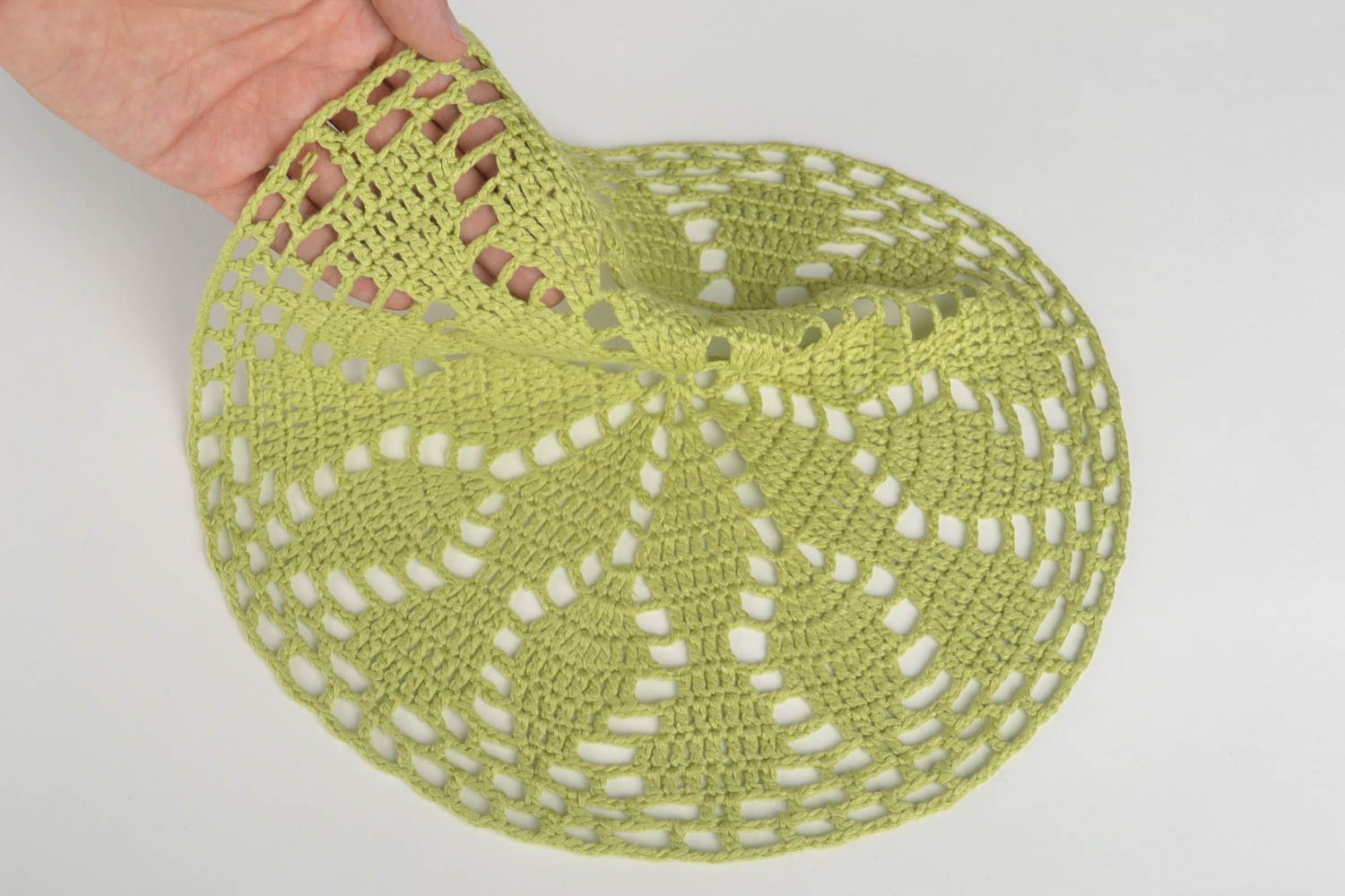 Servilleta tejida a crochet artesanal verde elemento decorativo diseño de casa foto 5