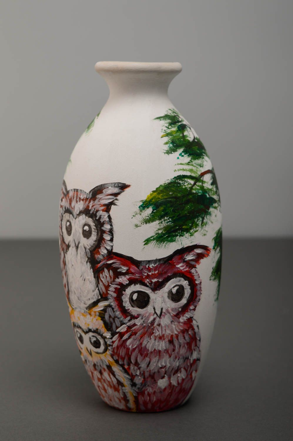 9 inches handmade Japanese style ceramic vase with owls 1 lb photo 5