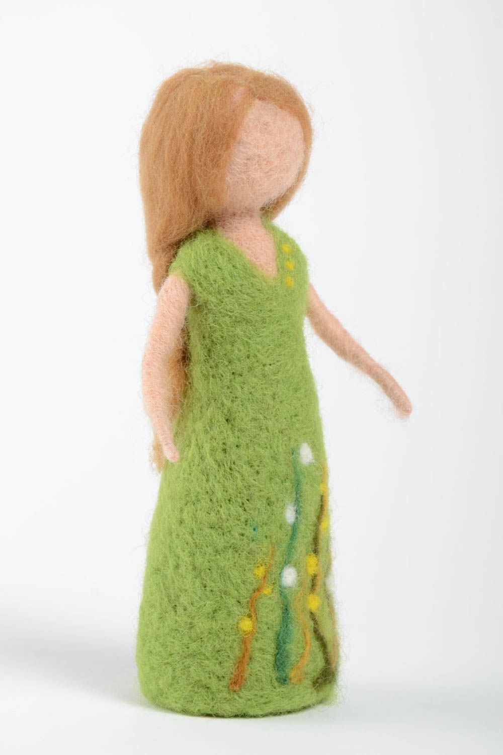 Poupée en laine Poupée décorative faite main verte originale Cadeau pour enfant photo 2