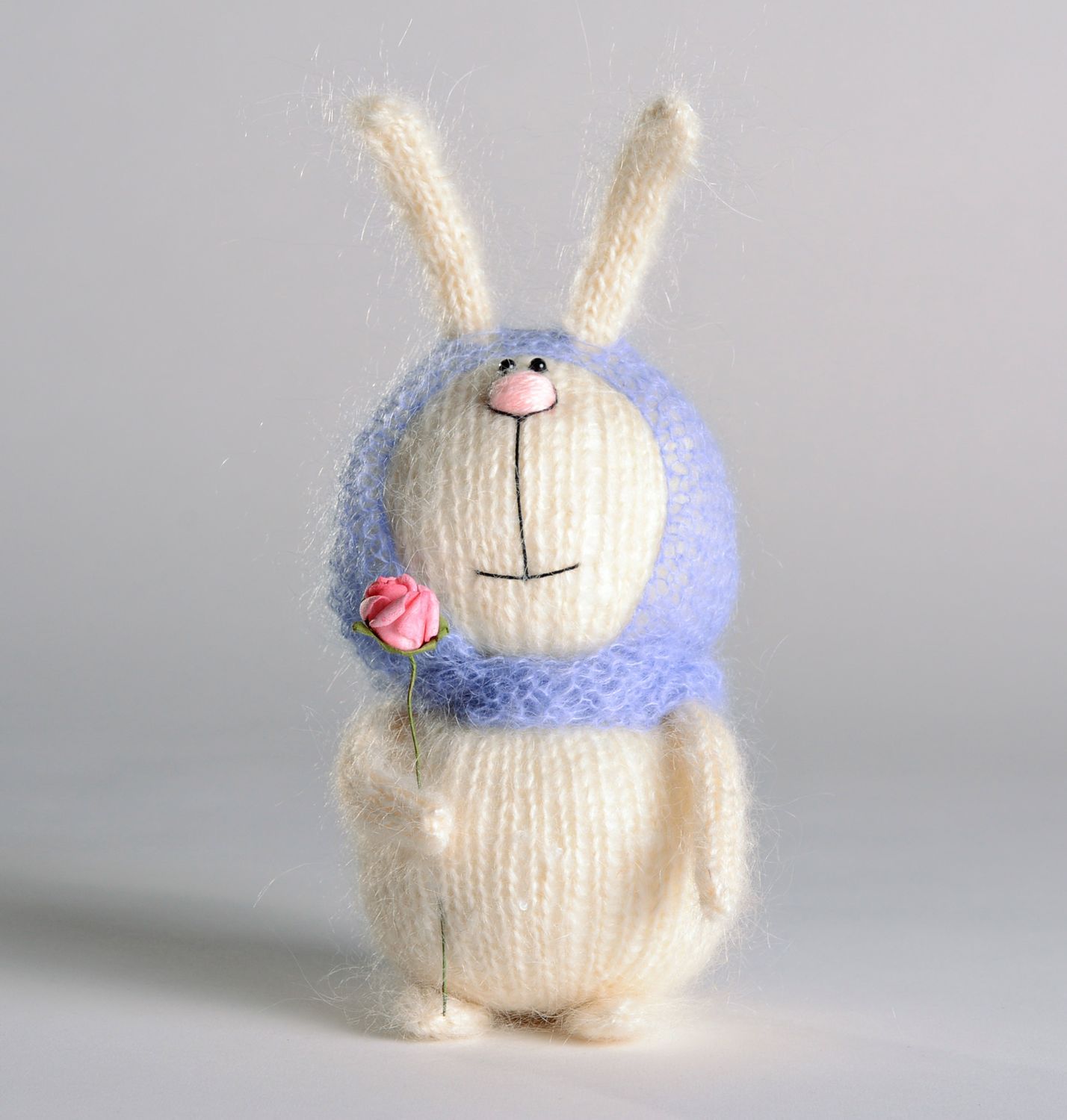 Soft knitted toy Hare in a Headscarf photo 5