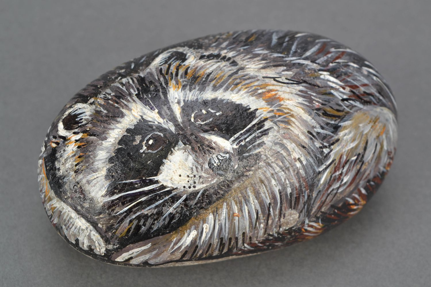 Painted sea stone for home decor Raccoon photo 1