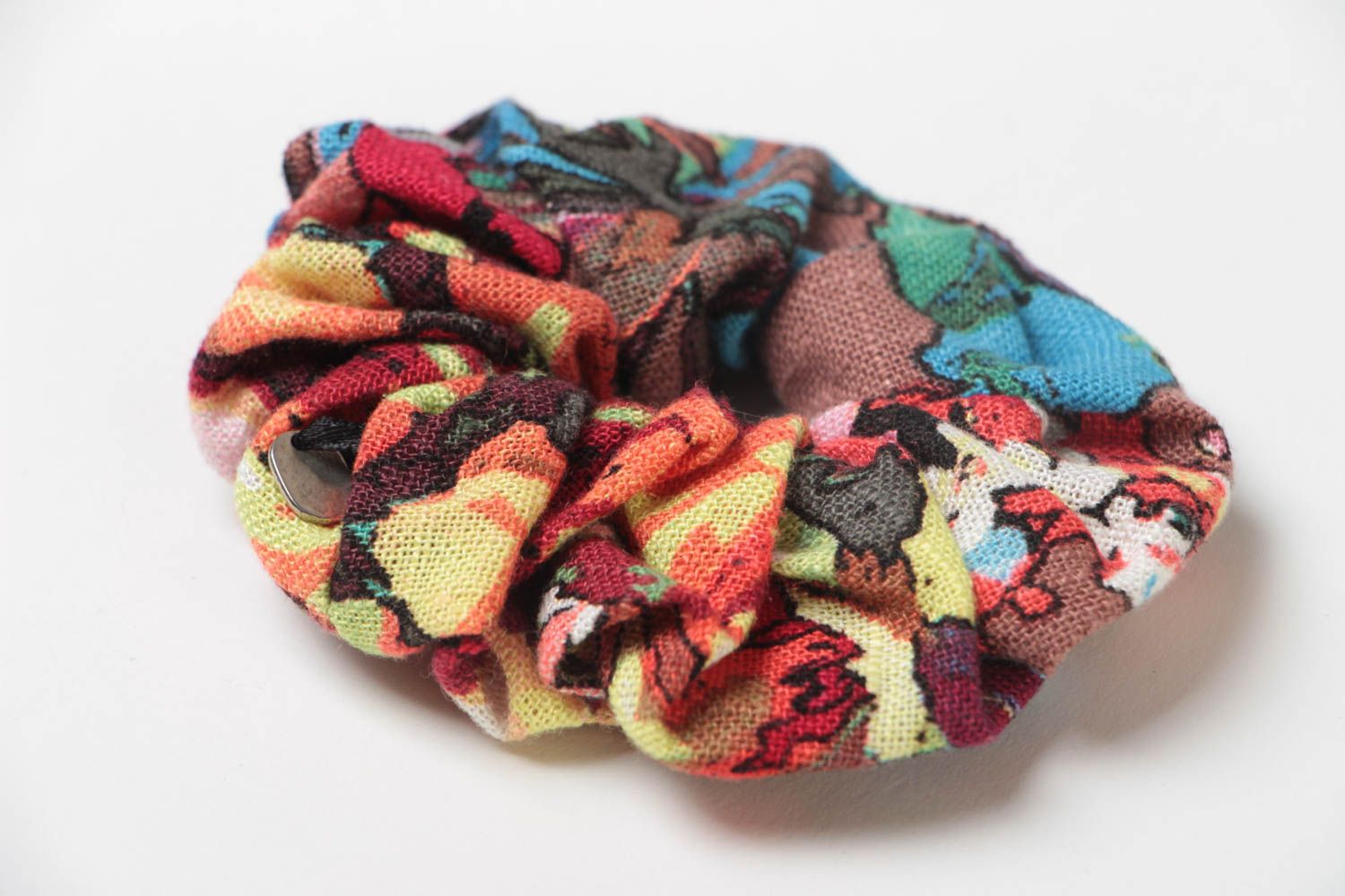 Women's handmade colorful textile hair tie beautiful designer accessory photo 3