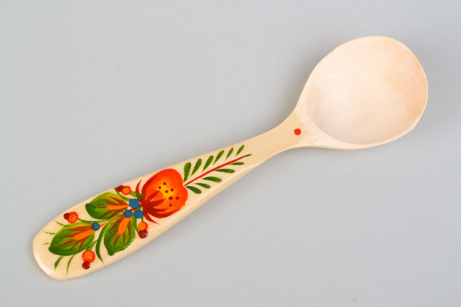 Handmade decorative natural wooden spoon with Petrikivka painting Briar photo 5